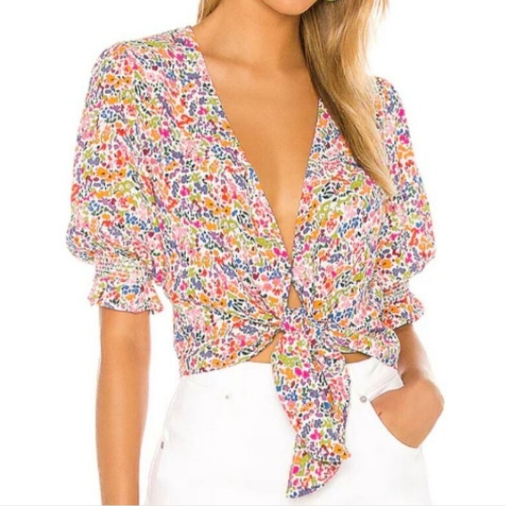 Show Me Your Mumu Kimmy Tie Top in Rainbow Fields Size XS